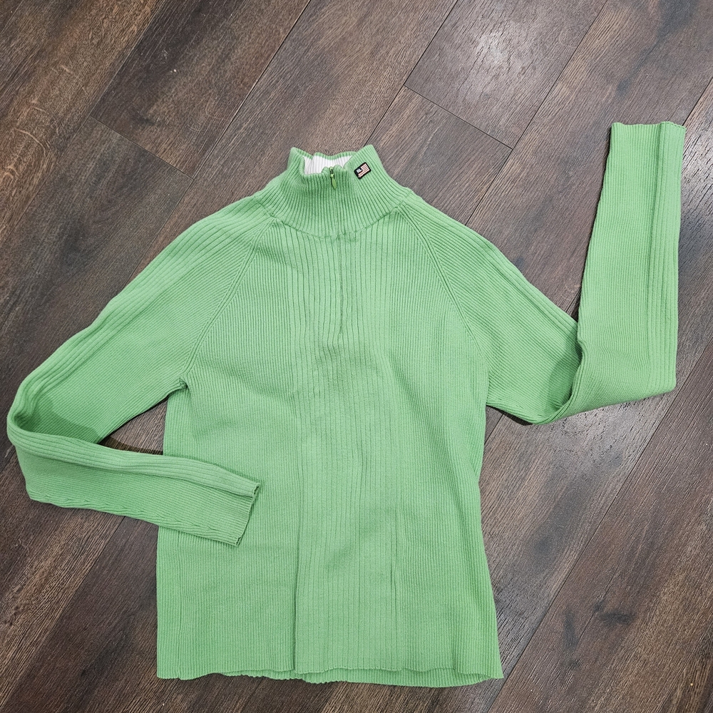 Polo by Ralph Lauren 90s. Y2k, Vintage Vibrant Green Quarter Zip